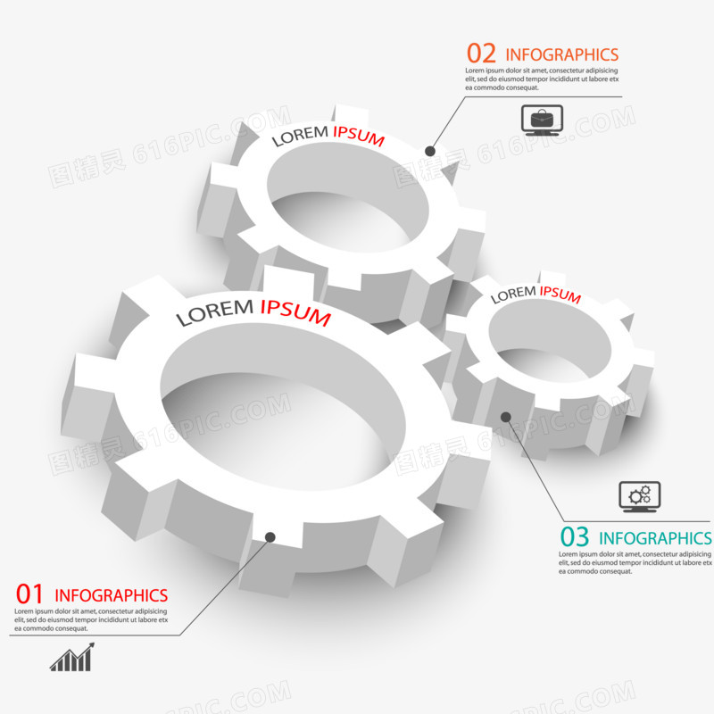 齿轮分类占比PPT彩色元素