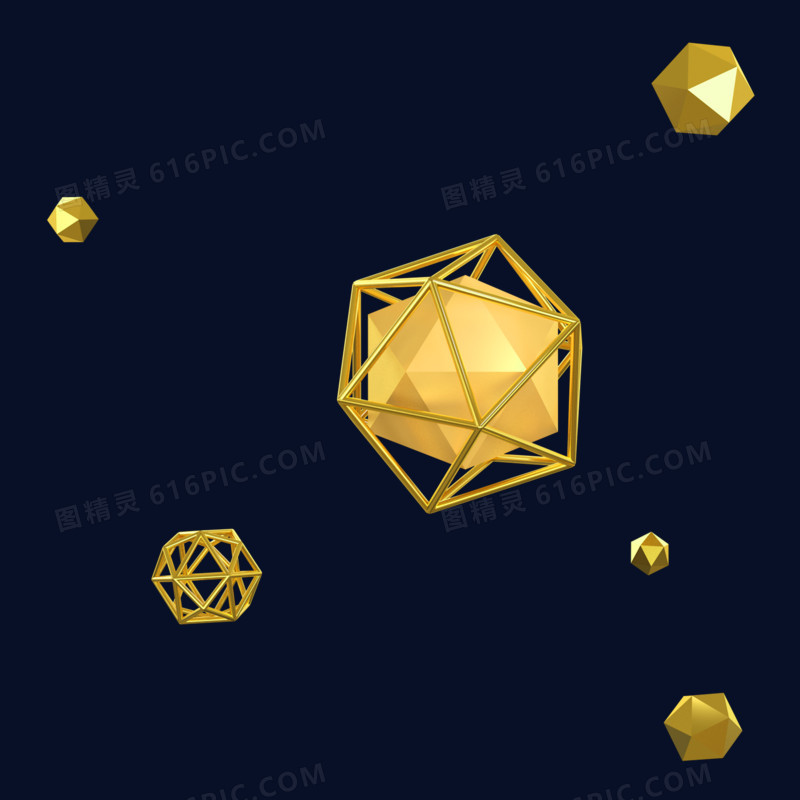 金色C4D立体通用不规漂浮球体小元素