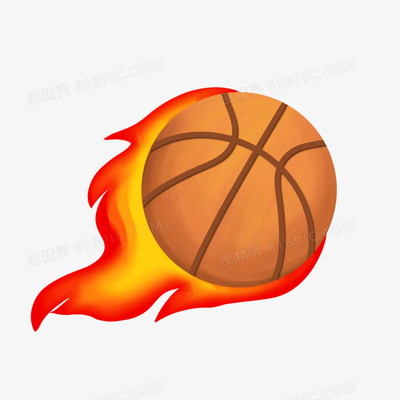 手绘卡通篮球火焰元素