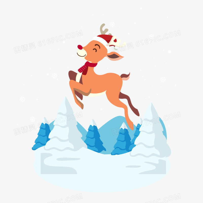 圣诞节下雪小鹿免抠元素