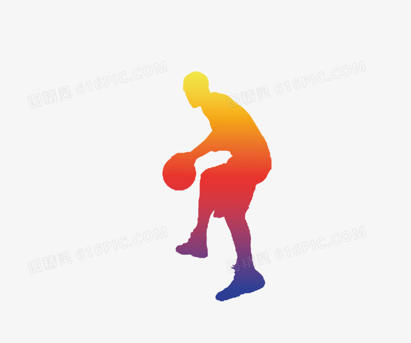 篮球运动员打篮球剪影元素