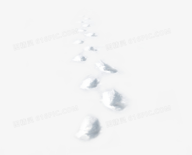 白色冬日雪地脚印