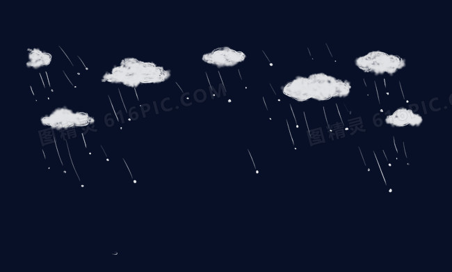 卡通白色云朵雨滴