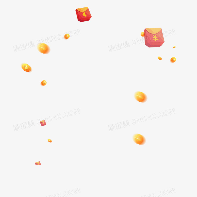 金黄色金蛋红色红包金币
