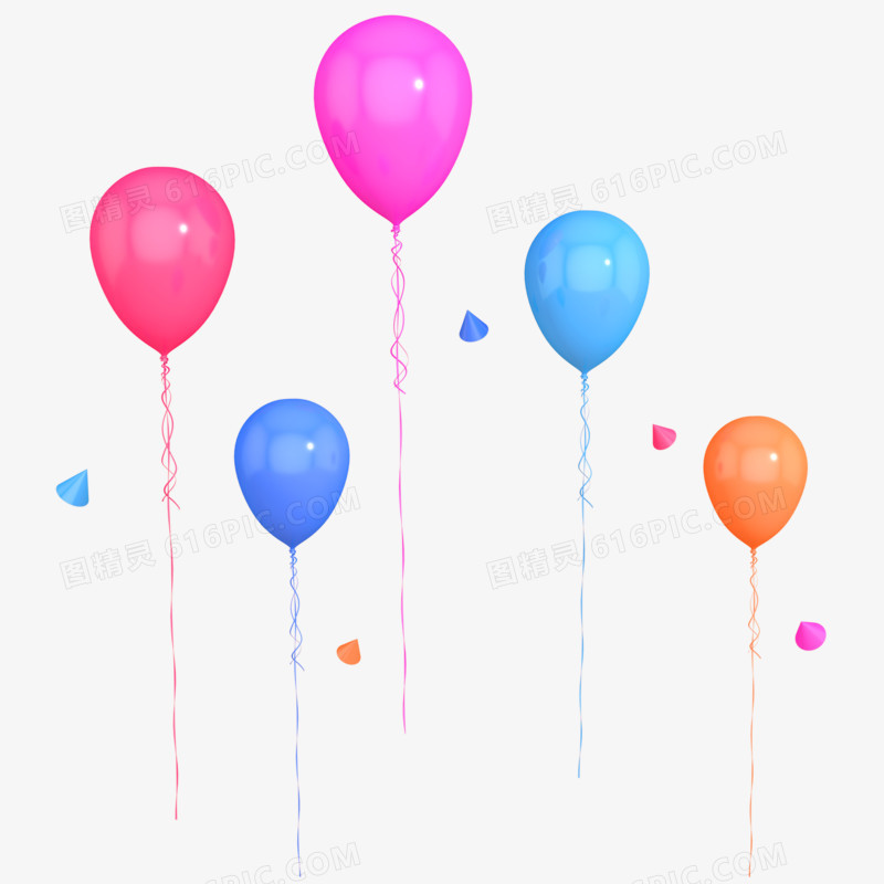 彩色简约C4D立体创意气球装饰