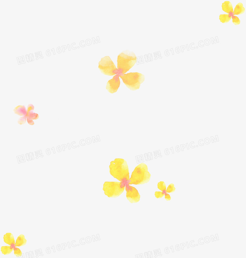 黄色卡通水彩花朵唯美