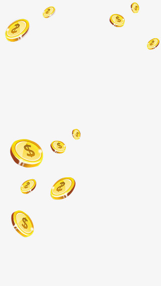 手绘黄色漂浮金币