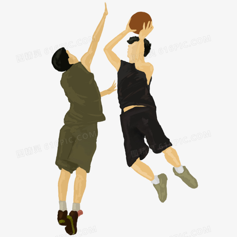 双人篮球比赛免抠场景素材
