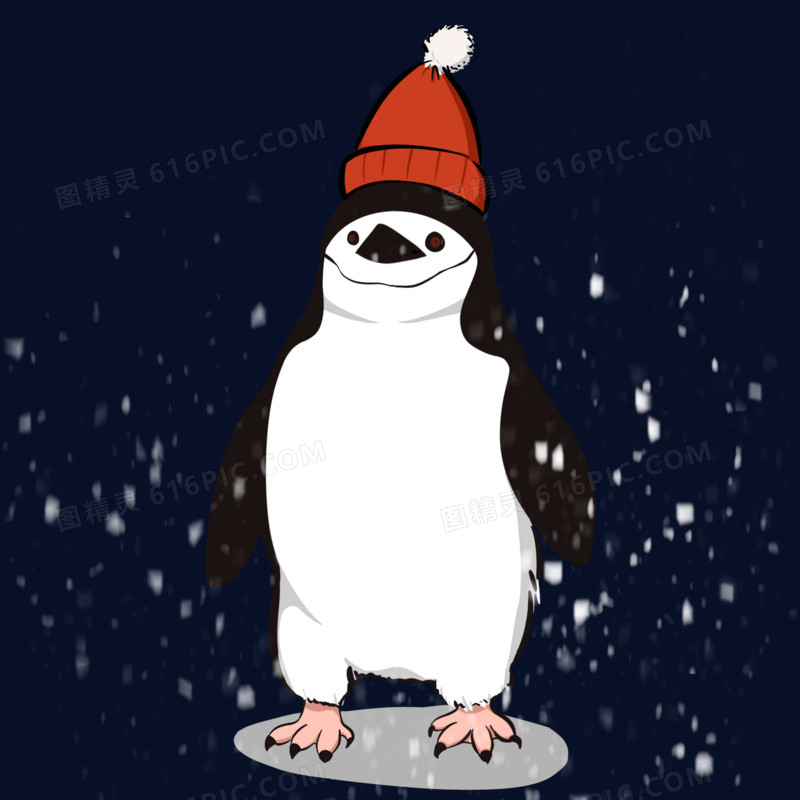 冬天动物帽带企鹅免抠元素