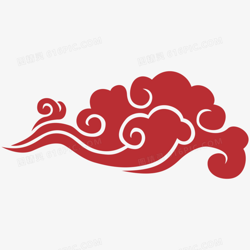 红色中国风祥云剪纸装饰