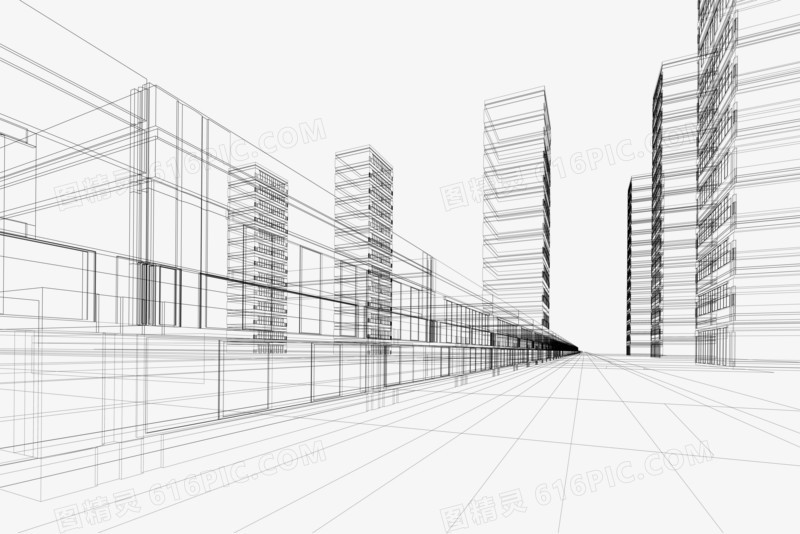 城市建筑透视线条素材