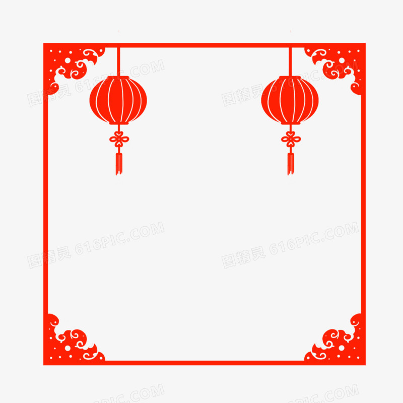 春节灯笼喜庆红色边框元素