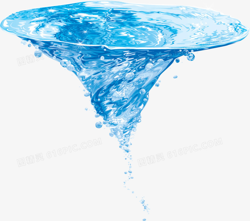 蓝色水纹水滴元素