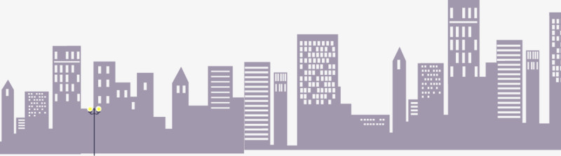 紫色扁平城市建筑剪影