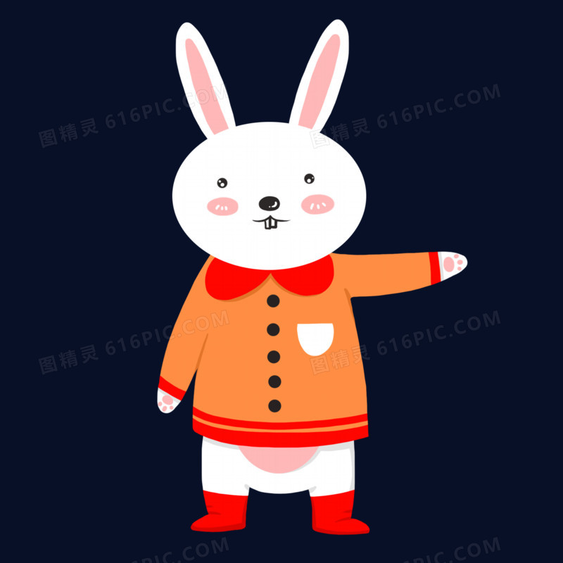 可爱冬天穿衣服的兔子动物元素
