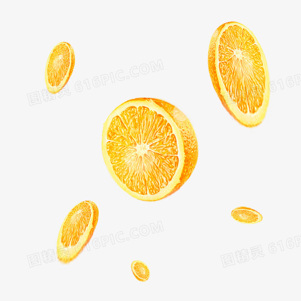 水果橙子切片漂浮底纹