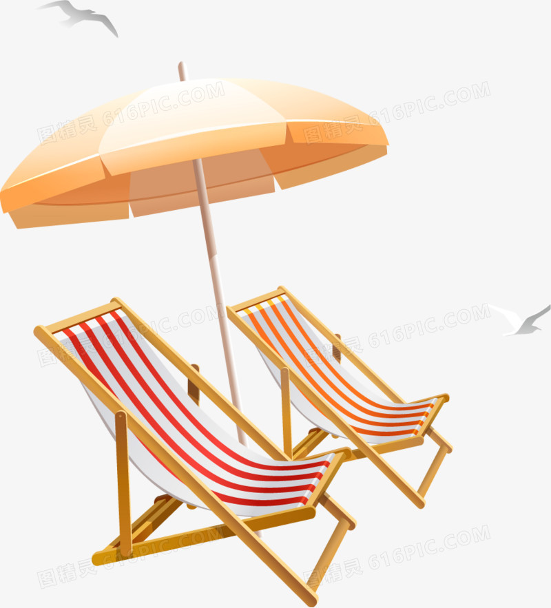 夏日沙滩防晒伞沙滩椅