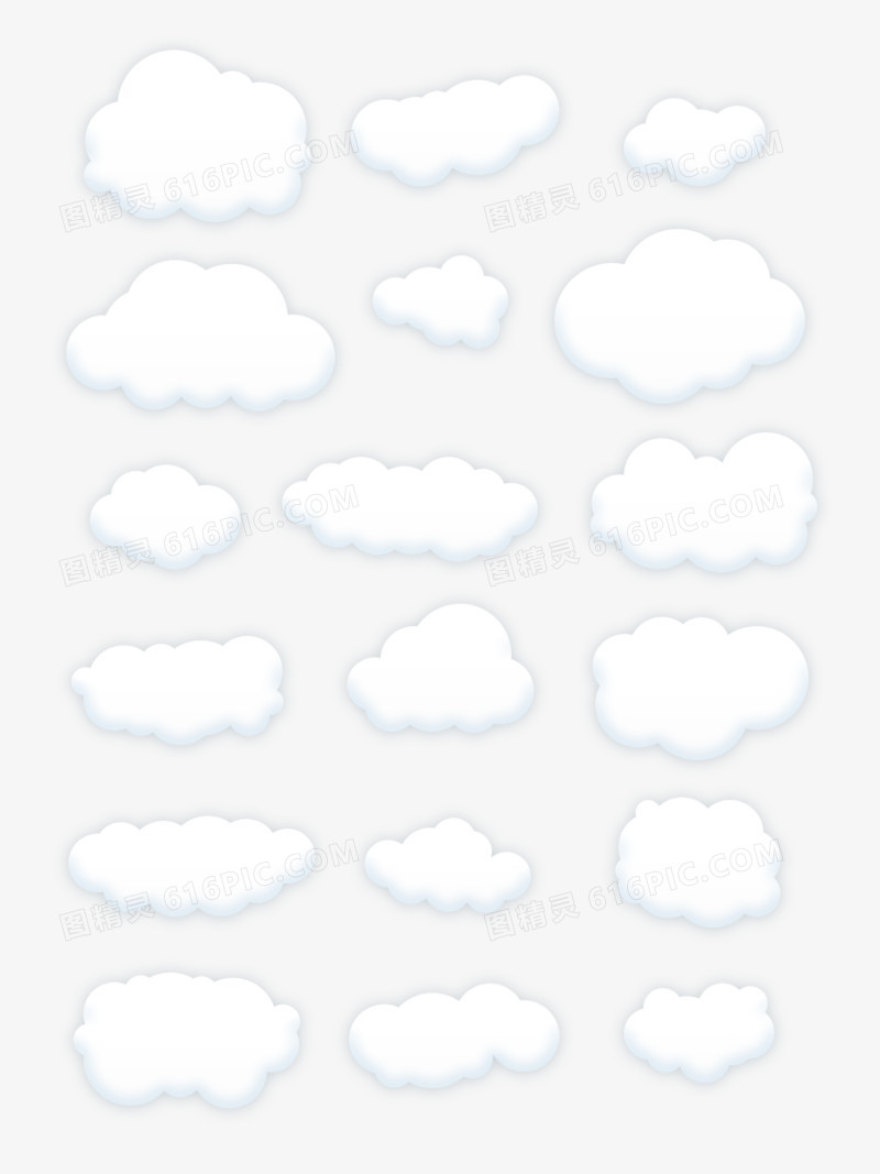 白色简单卡通各种云朵专辑