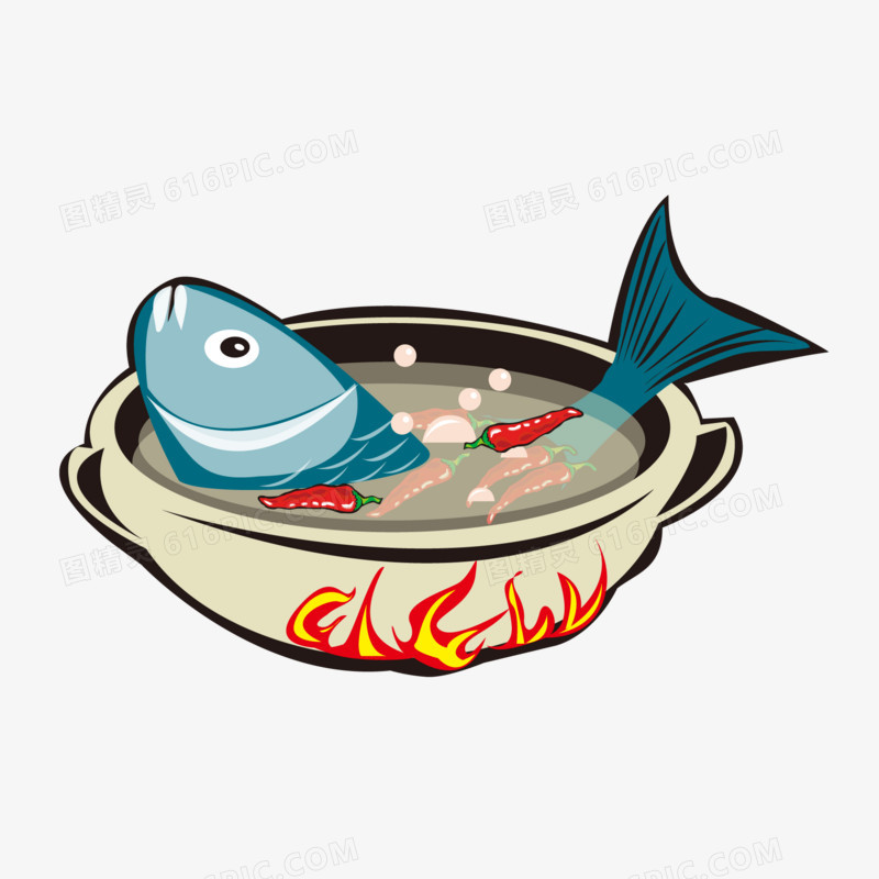 卡通美食餐饮火锅涮鱼