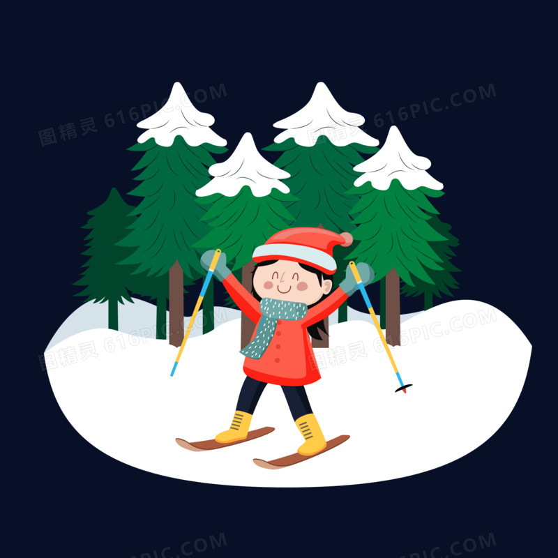 冬天户外活动滑雪矢量素材
