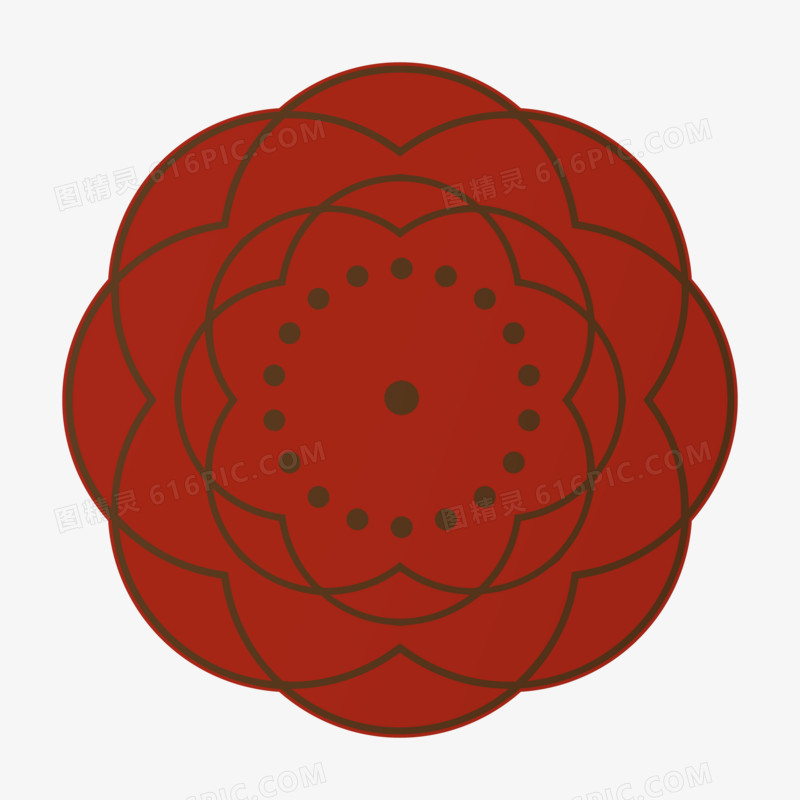 国潮中国风红色花朵装饰免抠元素