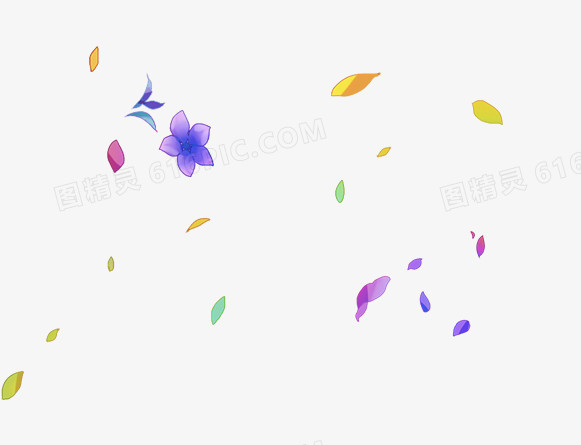 飘零在空中的花朵与花瓣