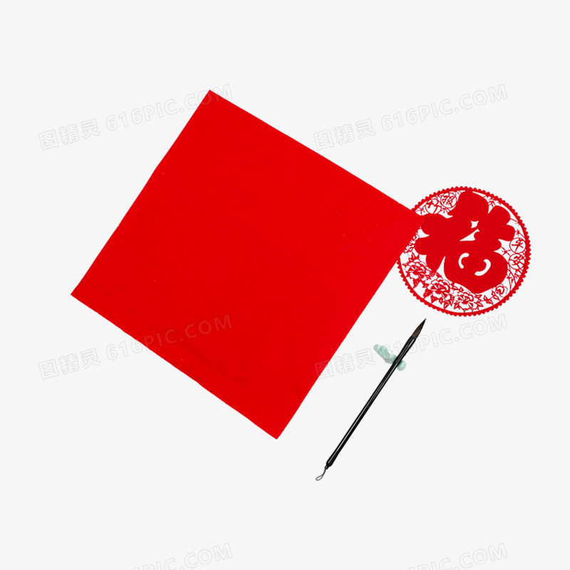 中国新年习俗写福字万年红宣纸元素