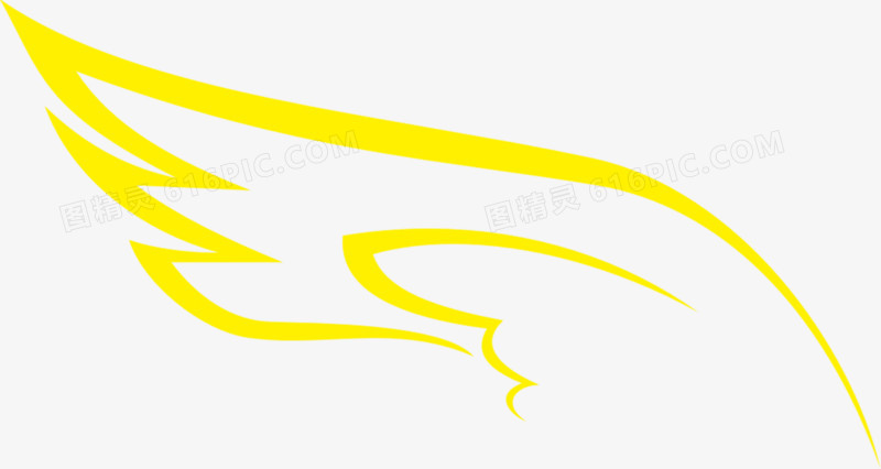 黄色渐变简单线条左边天使翅膀