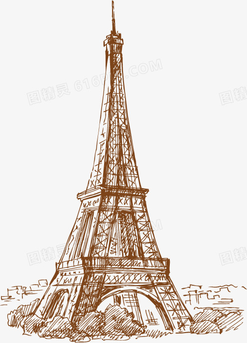 手绘巴黎铁塔 建筑