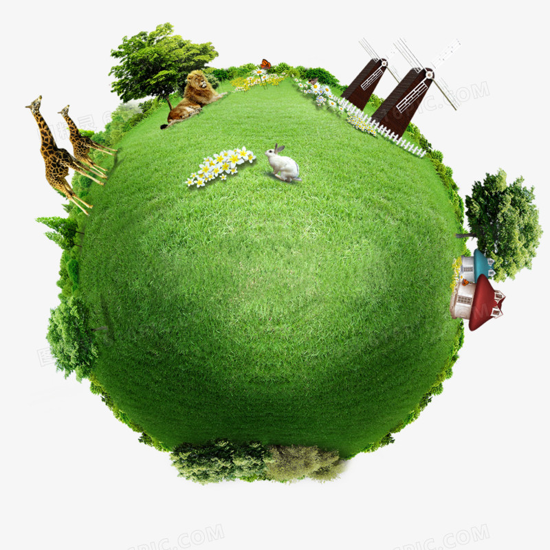 地球环保手绘地球环保素材 绿色地球