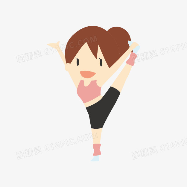 卡通小人图案卡通运动素材 练瑜伽的女孩