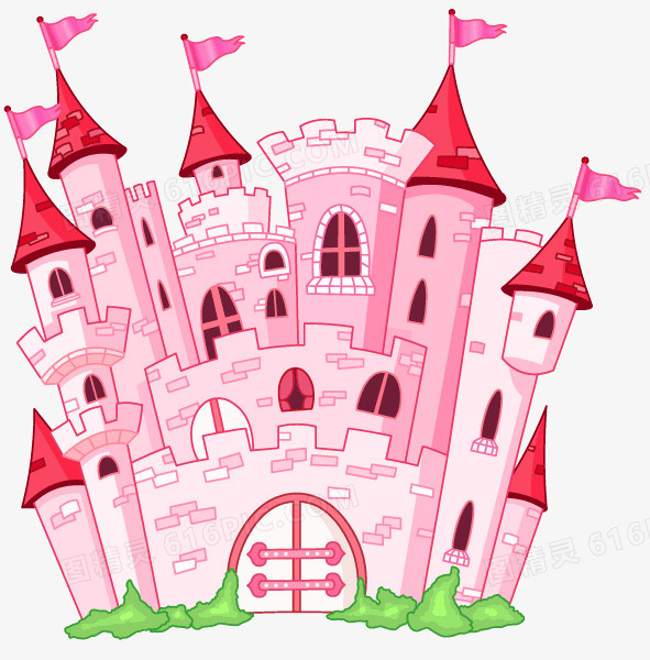 粉色童话城堡矢量素材