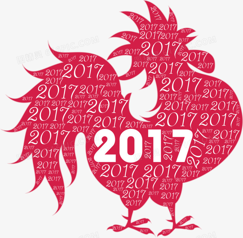 新年红色公鸡剪纸