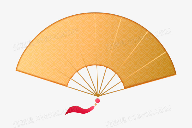 中国风国潮金色扇子装饰免抠矢量元素