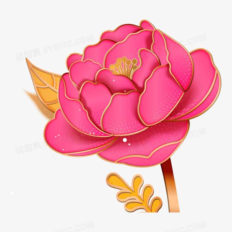 中国风国潮粉色花朵装饰免抠矢量元素