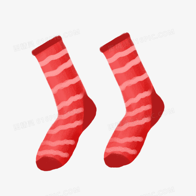 手绘红色长袜袜子插画元素