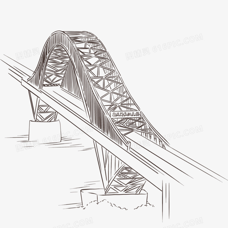 钱江大桥 手绘图片