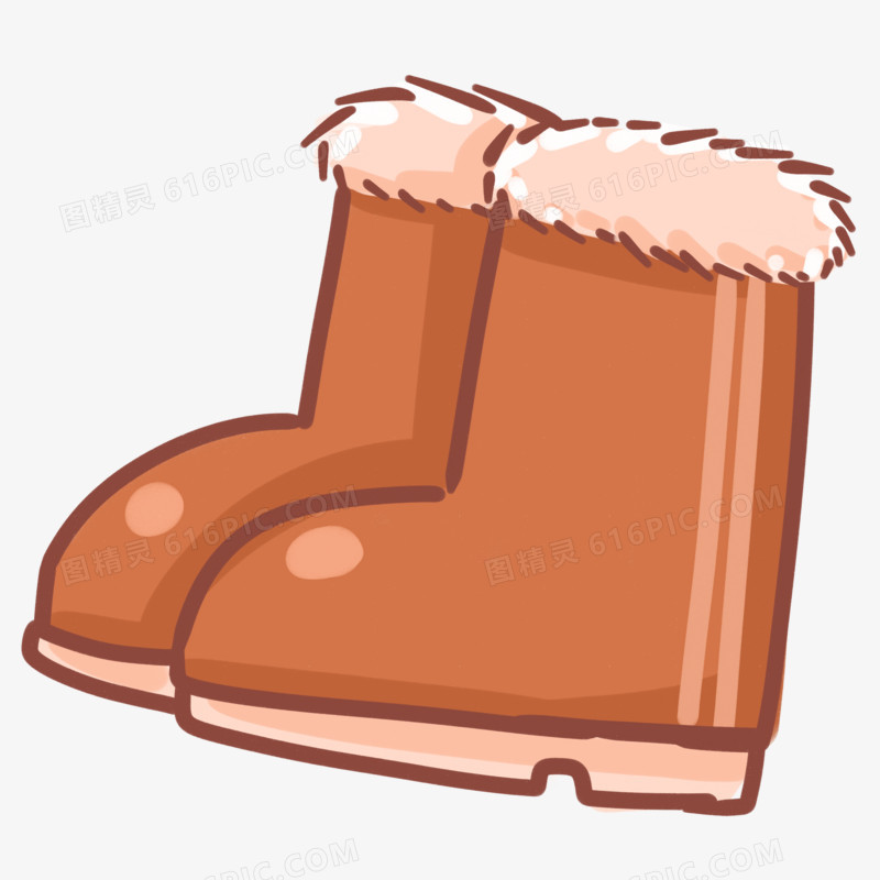 手绘冬季保暖雪地靴素材