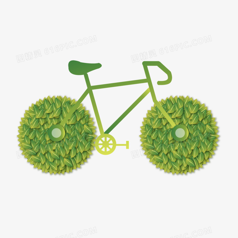 树叶拼成的环保自行车矢量素材