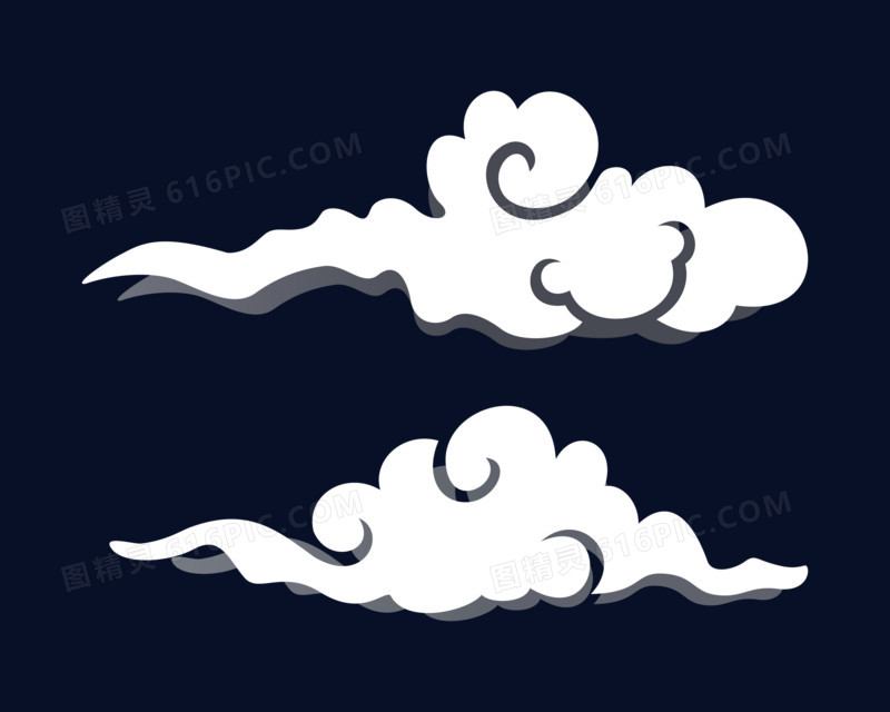 白色中国风国潮云朵立体装饰元素