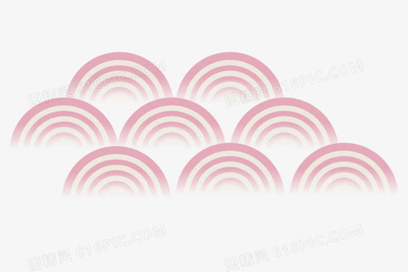 扁平粉色线条云纹免抠装饰矢量元素