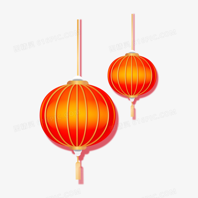 中式红色灯笼抠装饰矢量元素