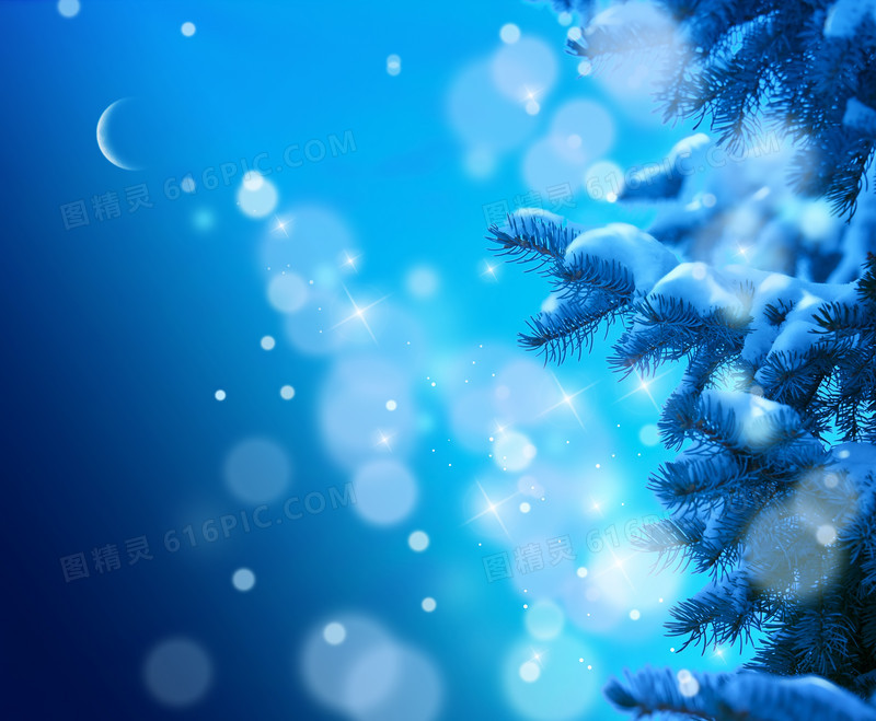 蓝色梦幻雪夜背景
