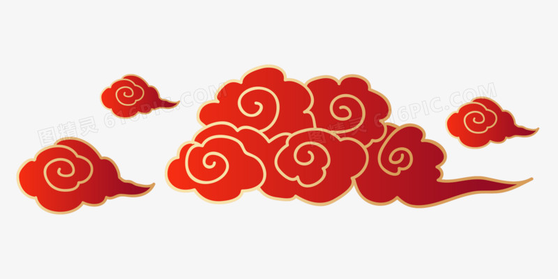 中式新年祥云云朵装饰免抠元素
