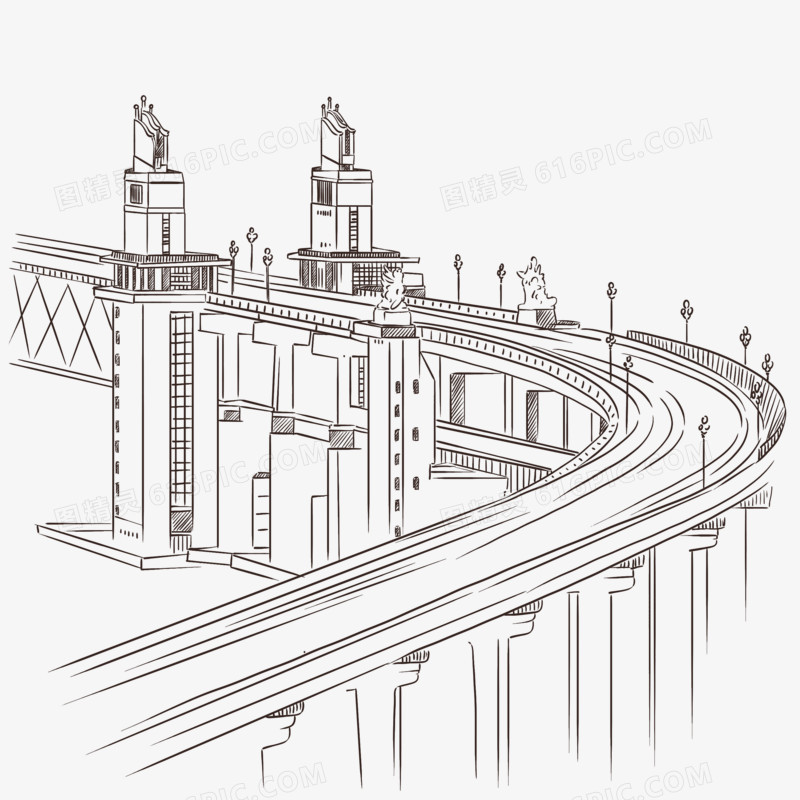 长江大桥的简单画法图片