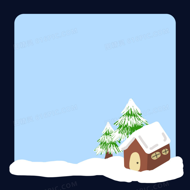 冬日冬季小屋子边框元素