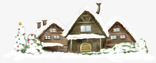 创意合成扁平卡通造型小房子圣诞节