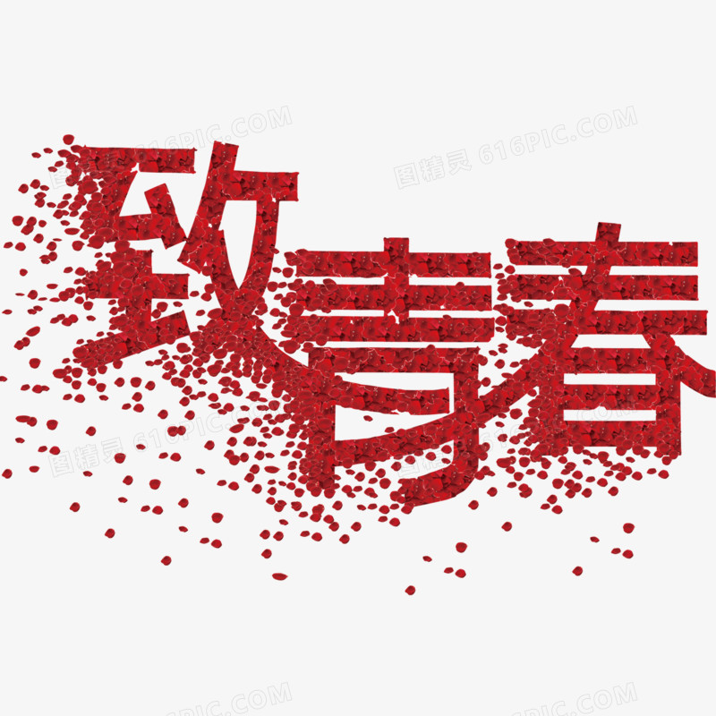 致青春 玫瑰 字体 花瓣