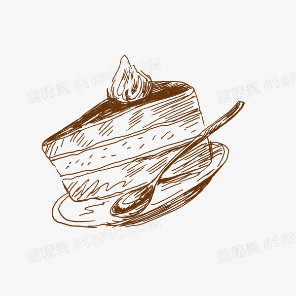手绘 线条 蛋糕