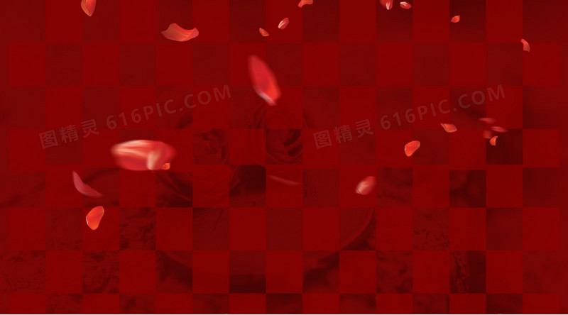正方形红色拼接花瓣海报背景